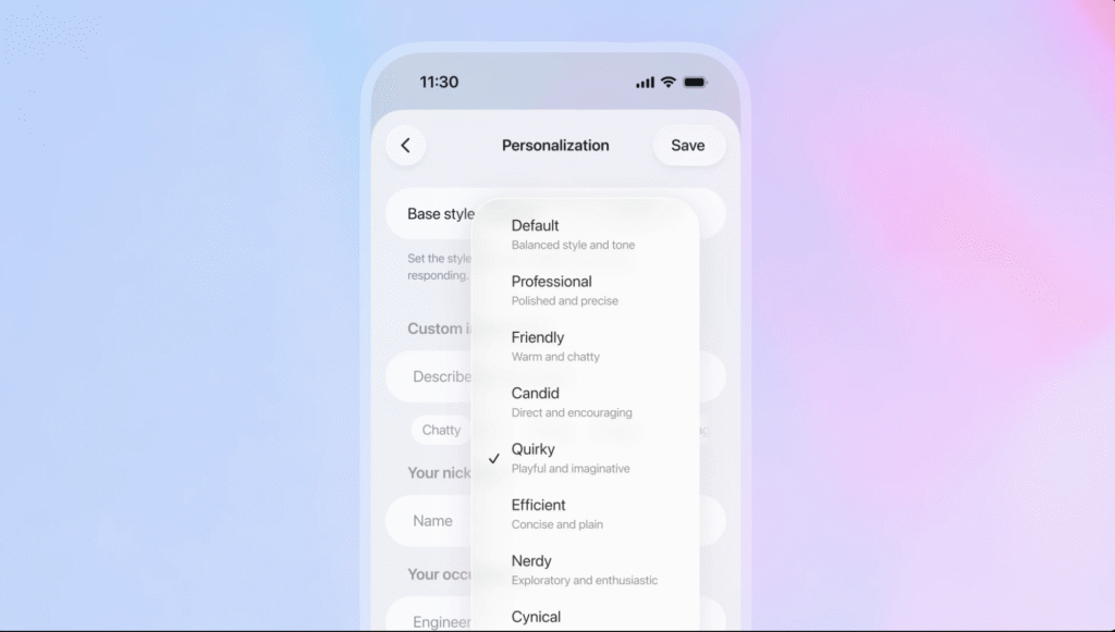Openai chatgpt, personality illustration