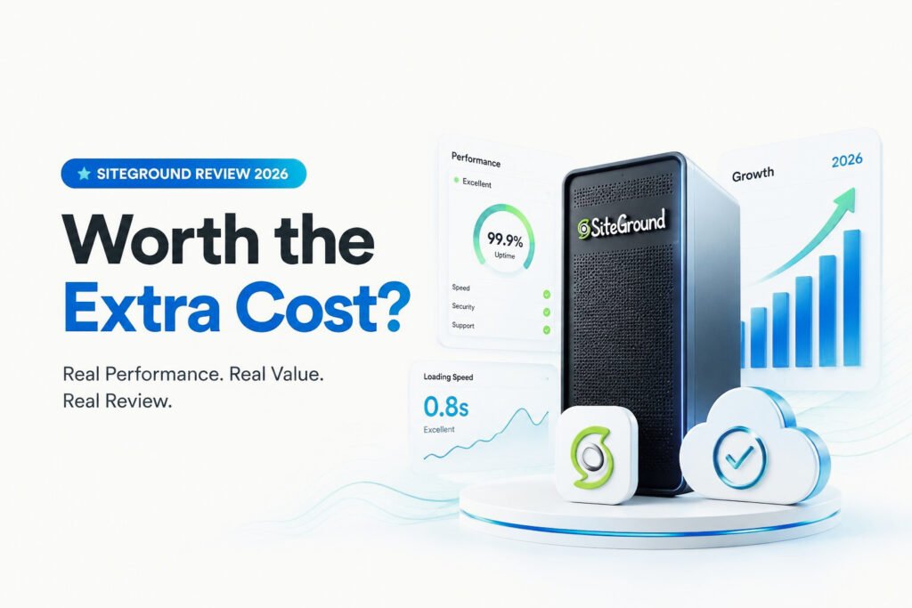 SiteGround review 2026 hero image showing SiteGround hosting performance, speed, security, and value analysis