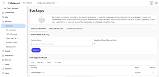 SiteGround review 2026 showing the daily backups dashboard in Site Tools with backup management and restore options