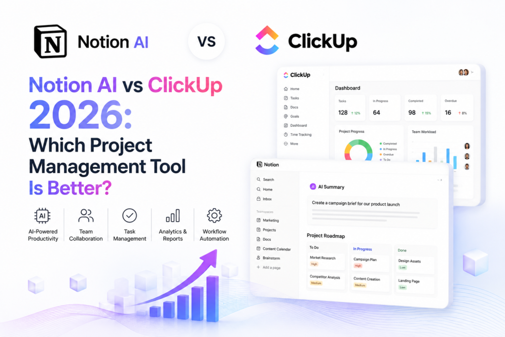 Notion AI vs ClickUp 2026 project management software comparison